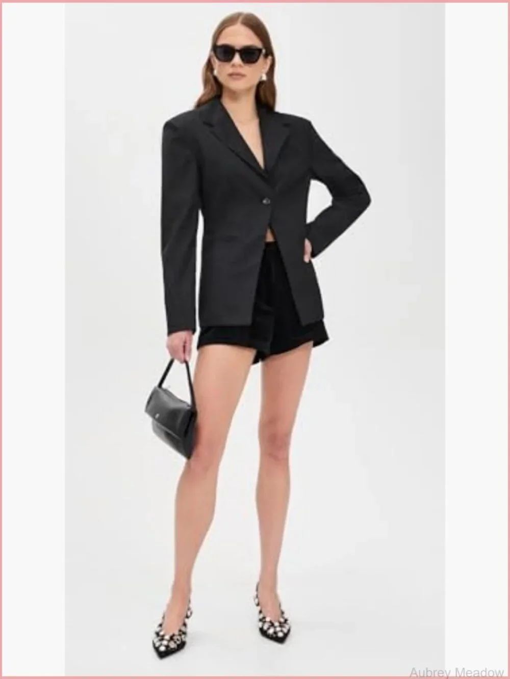 Women's Notch Lapel Blazer with Shoulder Pads - Lightweight Twill